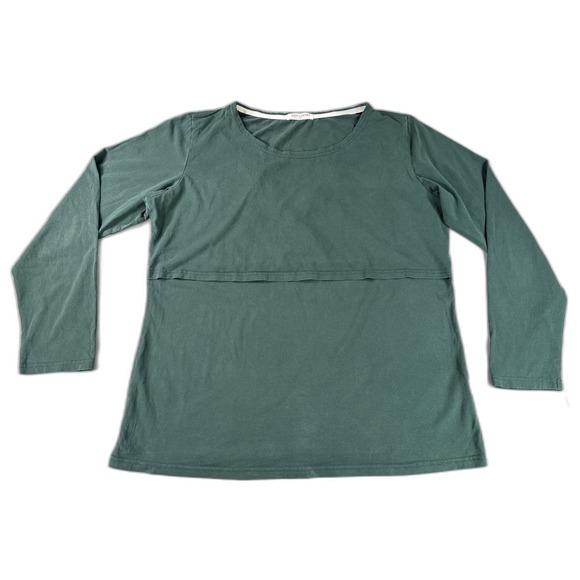 Smallshow Tops - SMALLSHOW Crewneck Long Sleeve Top Womens XL Dark Green Cotton Regular Fit Slim